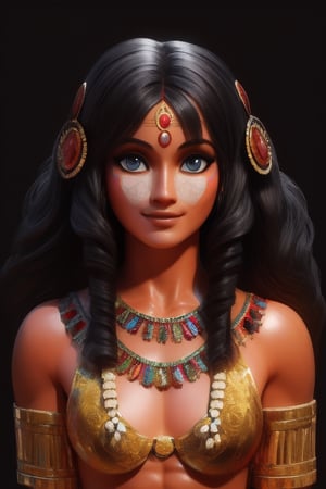 4k,best quality,masterpiece,20yo 1girl,(traditional Cherokee Indian costume, alluring smile, head ornaments 

(Beautiful and detailed eyes),
Detailed face, detailed eyes, double eyelids ,thin face, real hands, muscular fit body, semi visible abs, ((short hair with long locks:1.2)), black hair, black background,


real person, color splash style photo,
