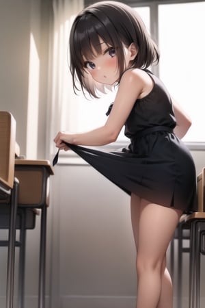 ((main girl)), y, dress, petite, short girl, small girl, classroom, kinderg, many ks in background, 

(