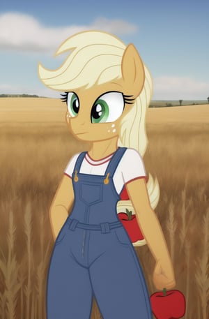 1girl, solo, mlp, my little pony, apple jack, mlpapplejack, masterpiece, standing, wheat field in the background,

((extreme skinny, unhealthy thin, no thights)),
dressed in overalls,