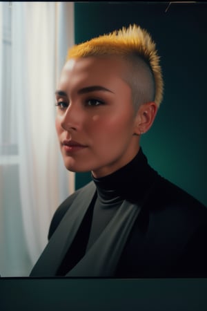 a 32 yo woman, blonde, mohawk, dark theme, soothing tones, muted colors,
high contrast, natural skin texture, hyperrealism, soft light, sharp, 8k hdr, dslr, cinematic lighting, high quality, film grain, Fujifilm XT3