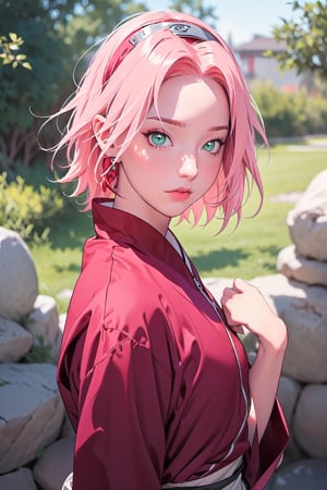 1girl with short pink hair and green eyes named Sakura Haruno in ninja attire, 1man with red hair and green eyes named Gaara, shinobi, ninja, harunoshipp