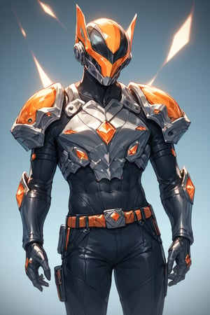 male_solo,orange circles marking,multiple orange circles,cowboyshot,black and orange body,blackcrystal head,object head,no face,armet,loudspeakerbreastarmor,mechanical gauntlets,multiplebelt on body,blacksuit,whitejacket,shoulderarmor,silvergothicdetail bodysuit,breastarmor,loudspeakerparts on shoulder,
soundsystems,angular(score_9,score_8_up,score_7_up,score_6_up,score_5_up,score_4_up,masterpiece,futuristic detail,sci-fi),smallhead,kamen rider style,gsys,magical wind effect,diam0nd