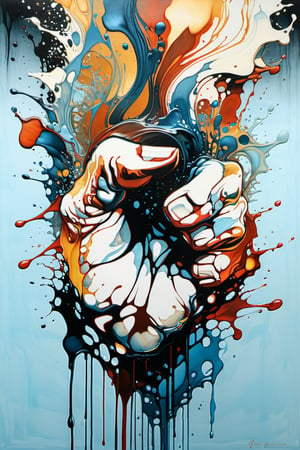  ((fist)),colorful ink flow, 64k resolution photorealistic masterpiece:by aaron horkey and jeremy mann:intricately detailed fluid gauche painting,by jean baptiste mongue, acrylic: watercolor art, professional photography, dynamic lighting, volumetric lighting maximalist photoillustration:by marton bobzert,8k resolution concept art intricately detailed, complex, elegant, majestic, ecstacy, fantastical, aspect ratio:16:9, (((no clothes)))