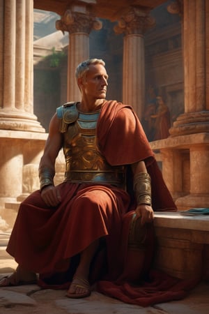 (masterpiece), (extremely intricate), fantasy, (((hyperrealistic, 4K, Ancient Rome),
(Image Julius Caesar in the Roman Palace, sitting in the Garden)
Full body)

(computer graphics by Þórarinn B. Þorláksson, cgsociety, fantasy art, masculine, 2d game art, majestic)


(((colorful Romans clothing, intricate details on clothing))), 

(perfect composition:1.4), aspect ratio 1:1, beach, deviantart hd, art station hd, concept art, detailed face and body, award-winning photography, margins, detailed face, professional oil painting by Ed Blinkey, Atey Ghailan, Jeremy Mann, Greg
