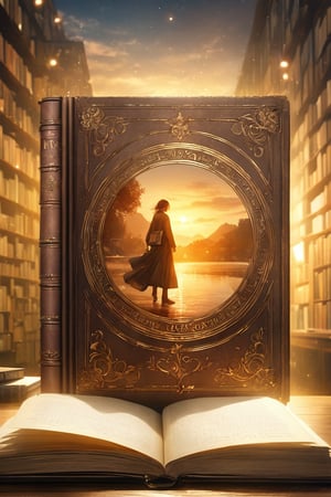 A highly detailed and realistic background showing a large, worn and leather-bound book cover, zooming in to fill the entire space, with warm, earthy colors in rich brown tones, creamy white and soft beige, with gold-engraved zeccchino "MY DIARY" with subtle textures, gilded lettering and decorated illustrations that evoke a sense of vintage sophistication and classic literature.