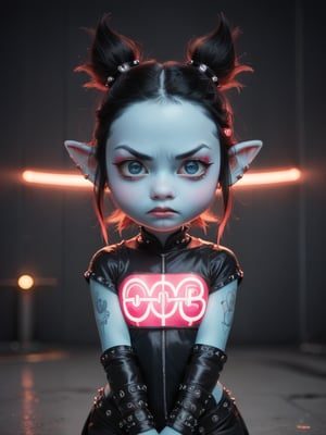 score_9, score_8_up, score_7_up, solo, depth of field, rim-light,
((cute, Asian gnome boy)), athletic build, very large pointy ears, (very big shiny eyes), determined serious look, punk black hair, (pink Sci-Fi punk outfit), cute, shortstack, ((pale blue skin)), tattoos, ((holding a big glowing cyber-dagger)), in a dark corner of a neon-lit spaceship, Sci-fi ,neon photography style