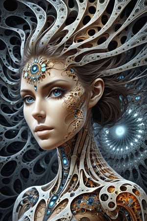 Well beautiful breaked fractal woman