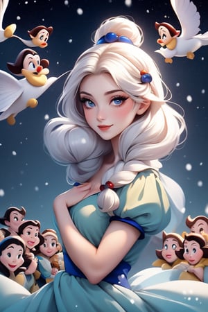 snow white and seven dwarfs A beautiful woman embodies grace and confidence, her allure not just in physical appearance but also in her kindness, intelligence, and the way she carries herself. Her beauty shines from within, making her captivating to those around her.