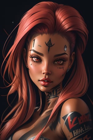 Tattoo sketch, by enki bilal, double exposure. high quality, high detail, (16K Ultra HD), (masterpiece), (best quality), (ultra realistic detail).  (beautiful rockabilly girl), (cherry red hair with dark roots), dark smoky background