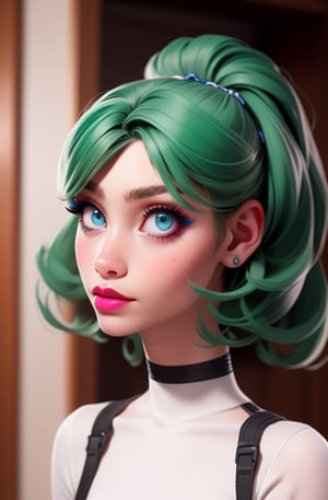 robot style  80's betty ,green makeup girl