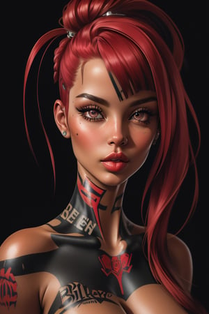 Tattoo sketch, by enki bilal, double exposure. high quality, high detail, (16K Ultra HD), (masterpiece), (best quality), (ultra realistic detail).  (beautiful rockabilly girl), (cherry red hair with dark roots), dark smoky background