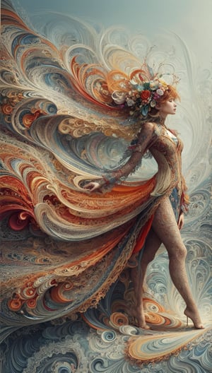 official art, unity 8k wallpaper, ultra detailed, ultra beautiful woman standing in slump model pose, and aesthetic, masterpiece, best quality, (zentangle, mandala, tangle, entangle), (fractal art:1.3) , 1girl, extremely detailed, lace, dynamic angle, cowboyphoto style, the most beautiful form of chaos, elegant, a brutalist designed, vivid colours, romanticism, by ji jean, roby antono, tran, fran bacon, mich mraz, adri ghenie, petra cortright, gert richter, taka yamamoto, ash wood, atmospheric, ecstasy of musical notes, streaming musical notes visible