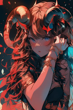 girl, cute horns (theme),r1ge,portrait,illustration,fcloseup,rgbcolor,emotion