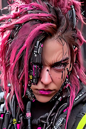 girl, cyberpunk, 8k, highly detailed, sci fi. magenta, black, gold