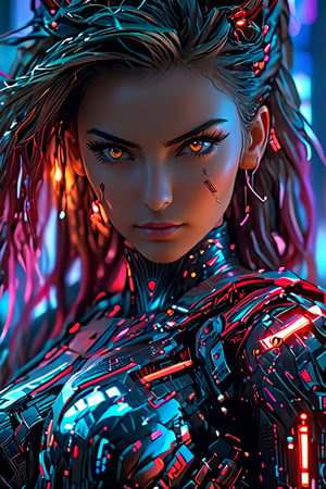 Girl, mdjrny-v4 Cyberpunk Soldier, gorgeous, princess, carbon fiber, neon white and red cybernetic armor, trimmed neon Steel, straight hair, goddess, hyper detailed, ((gorgeous detailed face)), ((beautiful detailed eyes)), galaxy eyes, 8k, symmetric, complimentary colors, insanely detailed, ultra sharp focus, elegance, majestic, masterpiece, complex, elegant, expansive, fantastical, Essence, golden ratio, high quality model, cinematic lighting, beautiful landscape, volumetric lighting, concept art, perfection, rich deep colors, Rim Lighting, Soft Lighting