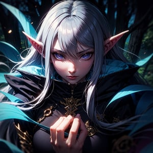 night elf, white long hair, no hands forest,r1ge