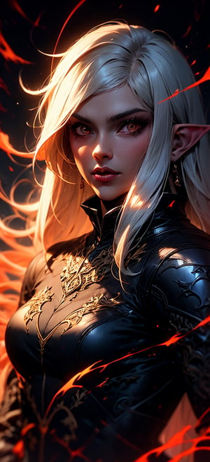 night elf warrior, long white hair, medieval castle,r1ge