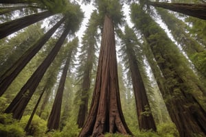 towering ancient redwood trees creating a sense of wonder and awe