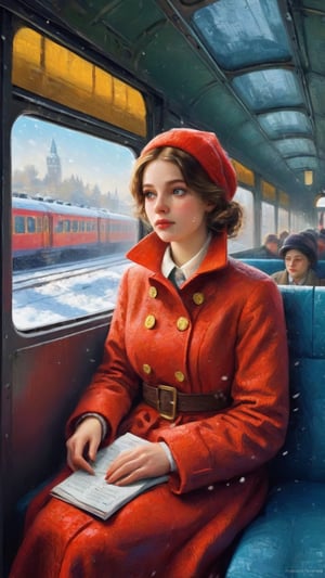  impressionism, girl, sitting on a train, christmas, close-up, peaceful atmosphere, high-quality brushstrokes
cubism, female passenger, train journey, snowy landscape, bird's-eye view, dynamic composition, rich color palette
surrealism, young woman, alone on a train, dreamy snowy scene, tilted angle, intricate details, vibrant colors
pointillism, girl with red coat, train compartment, festive decorations, frontal view, vivid colors, textured patterns
pop art, female traveler, modern train, winter wonderland, diagonal perspective, bold lines, high-contrast colors, candy-coated