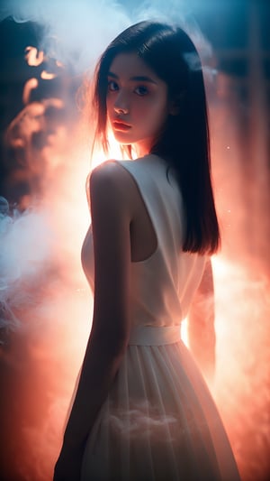 xxmixgirl, 1girl with dress, splash detailed, surreal dramatic lighting shadow (lofi, analog), kodak film by Brandon Woelfel Ryan McGinley, in the smoke , moment eyes,Chinese style