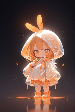 1girl, solo, masterpiece, orange hair, feathers, chibi