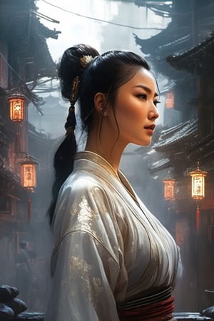 Close-up, 8K Ultra HD. A girl in white lies on the ground, photo of a Chinese woman, sad Steven Seagal in a prison cell, Three Kingdoms of China, sharp focus, emitting diodes, smoke, artillery, sparks, racks, system unit, motherboard, author Pascal Blanche Rutkowski Repin artstation hyperrealism painting concept -art detailed character design matte painting, blade runner in 4k resolution in the style of Jeremy Mann and Charles Dana Gibson, Mark Demsteader, Paul Hedley. Studio Ghibli Genshin Impact, vector illustration,ink 