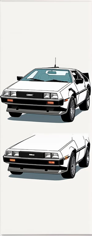 (best quality,ultra-detailed,realistic:1.2) technology, clean lines, minimalist artwork, vibrant color palette, soft lighting, Delorean, DMC-12