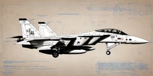 Detailed with notes, digital multicolored laser sketch of the F-14 Tomcat, slick bold design, clean lines, gloss finish, blueprint, perfect, awesome.