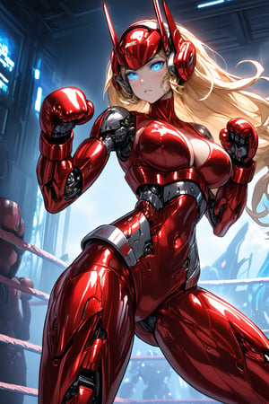 (masterpiece, best quality, ultra-detailed, beautiful, nai3),very aesthetic,intricate,best quality,(amazing quality),extremely hyghres resolution,(ultra-detailed),intricate detailed face and eyes,intricate line,(delicate drawing),(anime woman in red latex outfit and tight shirt), 1girl, breasts, solo,punching grove ,blonde hair, blue eyes, bodysuit, long hair, large breasts, looking at viewer, red bodysuit, cleavage, skin tight,shiny clothes,fighting_stance ,from_below,ultra delicate, clearly, super fine illustration, absorbres, pastel art,
BREAK beautiful lighting, beautiful glow,nodf_lora,midjourney,(mecha_musume:1.5),augmented_body,cybernetic_enhancements,android,(humanoid_robot:1.3),mecha musume, headgear, mechanical arms,mechanical body,metallic bodysuit,knuckles,(boxing_stance:1.8),(metallic_boxing_grove:1.5),(open finger grove),(hands at face side),science_fiction,(sci_fi background:1.5),cyberpunk,(from_behind:1.3)