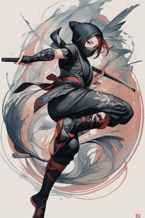 (masterpiece:1.3),1girl,((balaclava)),((ninja)),((Kunoichi)),katana,from the front side,Looking at Viewer,dynamic-action,in the air,in the sky,zero gravity,fly,floating,BREAK,(calligraphy patterns), (artistic lettering, beautiful scripts), (penmanship), (visual poetry), (cultural expression), (decorative writing),(Ink wash painting Yakuza background:1.3),(expressive lettering, lettering art:1.4),（Chinese characters:1.3,Taijitu,yin and  yan symbol,