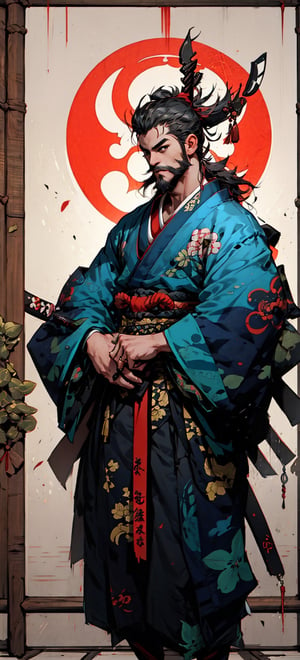 1boy,blad4,beard,shogun,feudal japan,