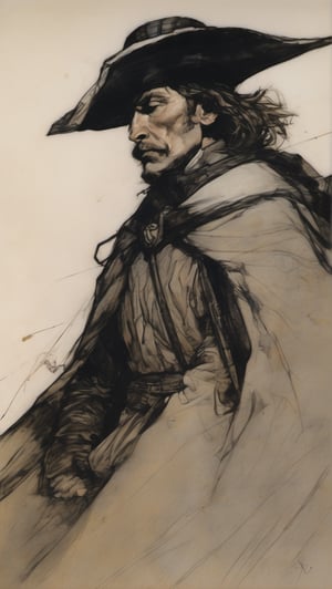 ,1male,medieval king,handsome, eternal winter,art by arthur rackham and franz kline,contour light,fine detail,atmospheric