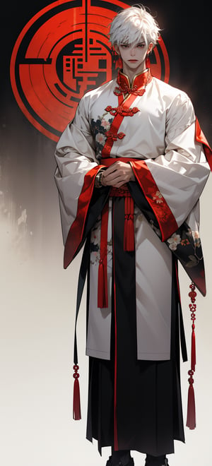 nodf_lora,1guy,emotionless hunter eyes,tall,traditional chinese clothing,yinyang background,(best quality), cinematic lighting, hdr, colorful,  (perfect hands, perfect anatomy),
masterpiece, best quality, perfect antomy, standing, anime coloring, multi color
Shiny skin;
(masterpiece),(best quality),(highres),(extremely detailed CG unity 8k wallpaper),fullbody, (looking at viewer:1.2) , solo, focused,