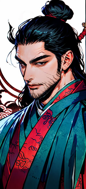1boy,blad4,beard,shogun,feudal japan,LINEART