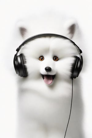 Music trick
 on a pure white  background furry fluffy


