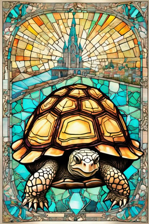 Happy, tortoise, turquoise, Happy Birthday, blessed, welcoming , cute, adorable, vintage, art on a cracked paper, fairytale, patchwork, stained glass, storybook detailed illustration, cinematic, ultra highly detailed, tiny details, beautiful details, mystical, luminism, vibrant colors, complex background