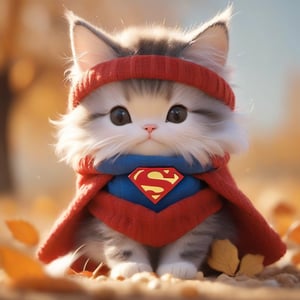 Xxmix_Catecat,a cat,autumn,cat,wearing a superman suit