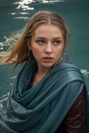 (wet clothes, wet hair, wet, wet face, wet skin,  : 1.4 ),(Chiaroscuro Solid colors background),( Beautiful wet German queen ),(greater details in definitions of face and eyes), (realistic and detailed wet skin textures), (extremely clear image, UHD, resembling realistic professional photographs, film grain), beautiful wet blonde hair,beautiful blue iris, ((wearing Baroque-style crimson dirndl ballgowns, royal cloak, clothes with vibrant colors, holding a shawl on hand, submerge,  hugging, very wet drenched hair, wet face:1.2)), infused with norwegian elements. The dress combines intricate lace and embroidery with colorful ballgown-inspired patterns. A wide obi belt cinches her waist, while puffed sleeves and delicate accessories complete the look, showcasing a striking fusion of cultures.,ct-drago
.
, soakingwetclothes, wet clothes, wet hair, Visual Anime,art_booster,anime_screencap,fake_screenshot,anime coloring