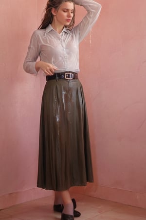 (((Iconic extremely beautiful)))
(((delicate interplay of light and shadow, artistic expression, emotional resonance)))
(((1980s age style longskirt, wet tucked shirt, wet obi belt)))
(((Vivid light colors background)))
(((View zoom,view detailed)))
(((by Wes Anderson style))),cinematic style, (((wet clothes, wet hair, wet, wet face, wet skin, : 1.4))),soakingwetclothes