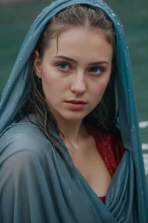 (wet clothes, wet hair, wet, wet face, wet skin,  : 1.4 ),(Chiaroscuro Solid colors background),( Beautiful wet German queen ),(greater details in definitions of face and eyes), (realistic and detailed wet skin textures), (extremely clear image, UHD, resembling realistic professional photographs, film grain), beautiful wet blonde hair,beautiful blue iris, ((wearing Baroque-style crimson dirndl ballgowns, royal cloak, clothes with vibrant colors, holding a shawl on hand, submerge,  hugging, very wet drenched hair, wet face:1.2)), infused with norwegian elements. The dress combines intricate lace and embroidery with colorful ballgown-inspired patterns. A wide obi belt cinches her waist, while puffed sleeves and delicate accessories complete the look, showcasing a striking fusion of cultures.,ct-drago
.
, soakingwetclothes, wet clothes, wet hair, Visual Anime,art_booster,anime_screencap,fake_screenshot,anime coloring