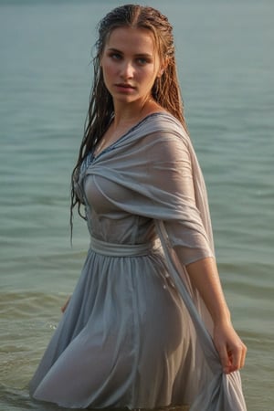 (wet clothes, wet hair, wet, wet face, wet skin,  : 1.4 ),(Chiaroscuro Solid colors background),( Beautiful wet German queen ),(greater details in definitions of face and eyes), (realistic and detailed wet skin textures), (extremely clear image, UHD, resembling realistic professional photographs, film grain), beautiful wet blonde hair,beautiful blue iris, ((wearing Baroque-style crimson dirndl ballgowns, royal cloak, clothes with vibrant colors, holding a shawl on hand, submerge,  hugging, very wet drenched hair, wet face:1.2)), infused with norwegian elements. The dress combines intricate lace and embroidery with colorful ballgown-inspired patterns. A wide obi belt cinches her waist, while puffed sleeves and delicate accessories complete the look, showcasing a striking fusion of cultures.,ct-drago
.
, soakingwetclothes, wet clothes, wet hair, Visual Anime,art_booster,anime_screencap,fake_screenshot,anime coloring