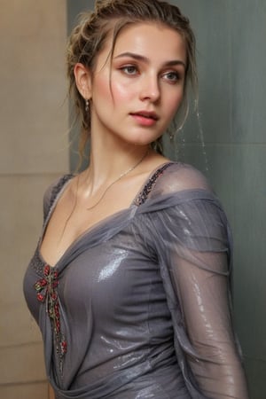 (wet clothes, wet hair, wet, wet face, wet skin,  : 1.4 ),(Chiaroscuro Solid colors background),( Beautiful wet German queen with a shawl on her shoulder ),(greater details in definitions of wet face and eyes), (realistic and detailed wet skin textures), (extremely clear image, UHD, resembling realistic professional photographs, film grain), beautiful wet blonde hair,beautiful blue iris, ((wearing wet Baroque-style crimson dirndl ballgowns partly covered by wet shawl,clothes with vibrant colors, , submerge,  hugging, very wet drenched hair, wet face:1.2)), infused with norwegian elements. The dress combines intricate lace and embroidery with colorful ballgown-inspired patterns. A wide obi belt cinches her waist, while puffed sleeves and delicate accessories complete the look, showcasing a striking fusion of cultures.,ct-drago
.
, soakingwetclothes, wet clothes, wet hair, Visual Anime,art_booster,anime_screencap,fake_screenshot,anime coloring,Pakistani dress,indian
