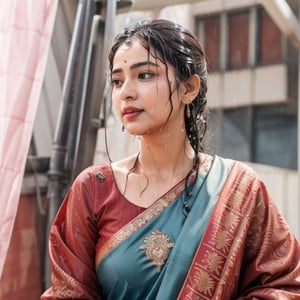 wet hair, SoakingWetClothes, wet hair, SoakingWetClothes, (dynamic angle:1.1), (cute face:1.2), dark sky, (nighttime:1.2), (rainy weather:1.2), photo of girl in the street, looking to the side, (wet hair:1.3), volumetric light, masterpiece, 8k, (best quality:1.3), (intricate details:1.1), subsurface scattering, ultrarealistic, saree,a woman in a red sari posing for a picture, wearing bihu dress mekhela sador, dressed in a sari, leaked image, wearing a sari, traditional beauty, wearing sari, assamese aesthetic, candid picture, inspired by T. K. Padmini, silver gold red details, inspired by Sudip Roy, with lovely look, reddit post


,SoakingWetClothes