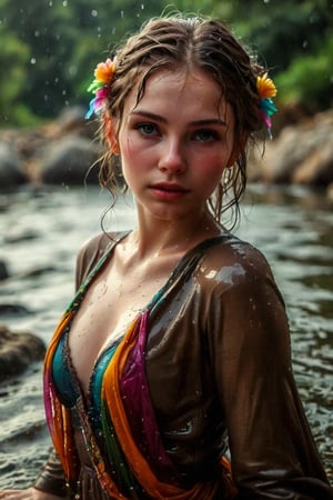 beautiful photo of a wet girl. (masterpiece, top quality, best quality, official art, beautiful and aesthetic, drapped with a colorful shawl:1.2), (1girl:1.4), portrait, extreme detailed, highest detailed, simple background, 16k, high resolution, perfect dynamic composition, bokeh, (sharp focus:1.2), super wide angle, high angle, high color contrast, medium shot, depth of field, blurry background,,itacstl, slight smile, ballgown, full sleeve

(wet clothes, wet hair, wet, wet face, wet skin, : 1.4 ), soakingwetclothes, wet clothes, wet hair, Visual Anime