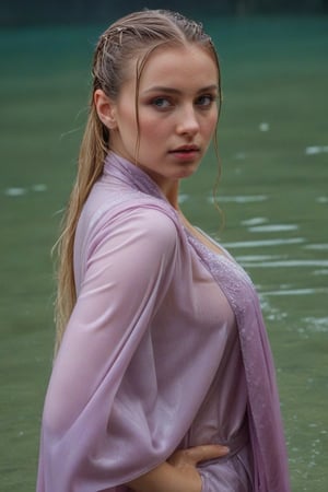 (wet clothes, wet hair, wet, wet face, wet skin,  : 1.4 ),(Chiaroscuro Solid colors background),( Beautiful wet German queen ),(greater details in definitions of face and eyes), (realistic and detailed wet skin textures), (extremely clear image, UHD, resembling realistic professional photographs, film grain), beautiful wet blonde hair,beautiful blue iris, ((wearing Baroque-style crimson dirndl ballgowns, royal cloak, clothes with vibrant colors, holding a shawl on hand, submerge,  hugging, very wet drenched hair, wet face:1.2)), infused with norwegian elements. The dress combines intricate lace and embroidery with colorful ballgown-inspired patterns. A wide obi belt cinches her waist, while puffed sleeves and delicate accessories complete the look, showcasing a striking fusion of cultures.,ct-drago
.
, soakingwetclothes, wet clothes, wet hair, Visual Anime,art_booster,anime_screencap,fake_screenshot,anime coloring