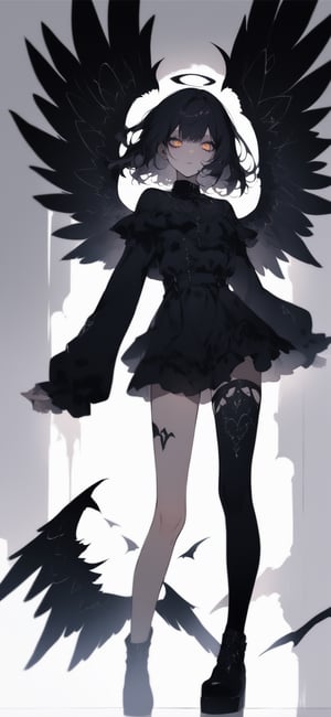 [[[1girl:1.2]]],   (fallen angel), angel wing, [[light eyes]],random color,  [cinematic shadow and light:1.2],,goth, random pose, 