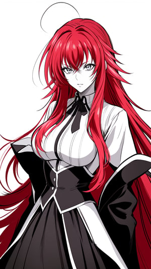 [[[1girl:0.7]]], monochrome, long hair ,rias gremory,AGGA_ST038