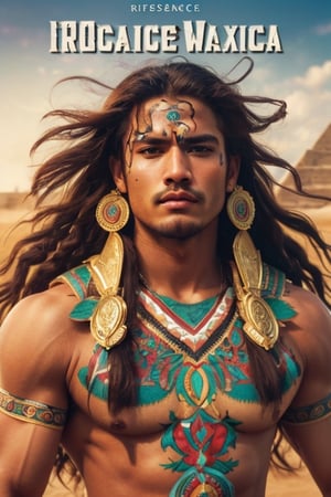 Realistic image of a (man, mexican mayan warrior, brown skin), taken with a high-resolution 16k camera, using a 50mm lens for a sharp focus on the redhead, Miki Asai Macro photography, (mayan pyramid in the background), hyper detailed, trending on artstation, sharp focus, studio photo, intricate details, highly detailed, by greg rutkowski,renaissance,full_body,povbathinfront,potcoll,maxMP3_soul3142