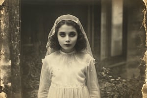 a vintage photo of A cute ghost girl