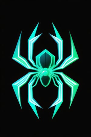A stylized spider symbol, rendered in a vibrant, almost electric palette of greens, reds, and blues, glows against a stark black background, a sense of energy and intensity pulsates from the image.  [Digital art, abstract and geometric, reminiscent of the work of  M.C. Escher, with a touch of the cyberpunk aesthetic of Syd Mead], [Sharp lines and angles, a sense of depth and texture in the symbol, a digital glitch effect adds to the energy of the image, the colors are bold and saturated, the background is a pure black]